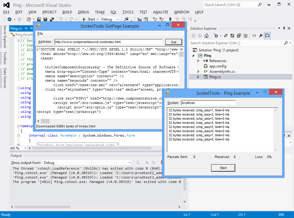 Internet communications components for Visual Studio.