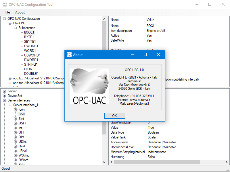 OPC UA Client library for Windows applications.