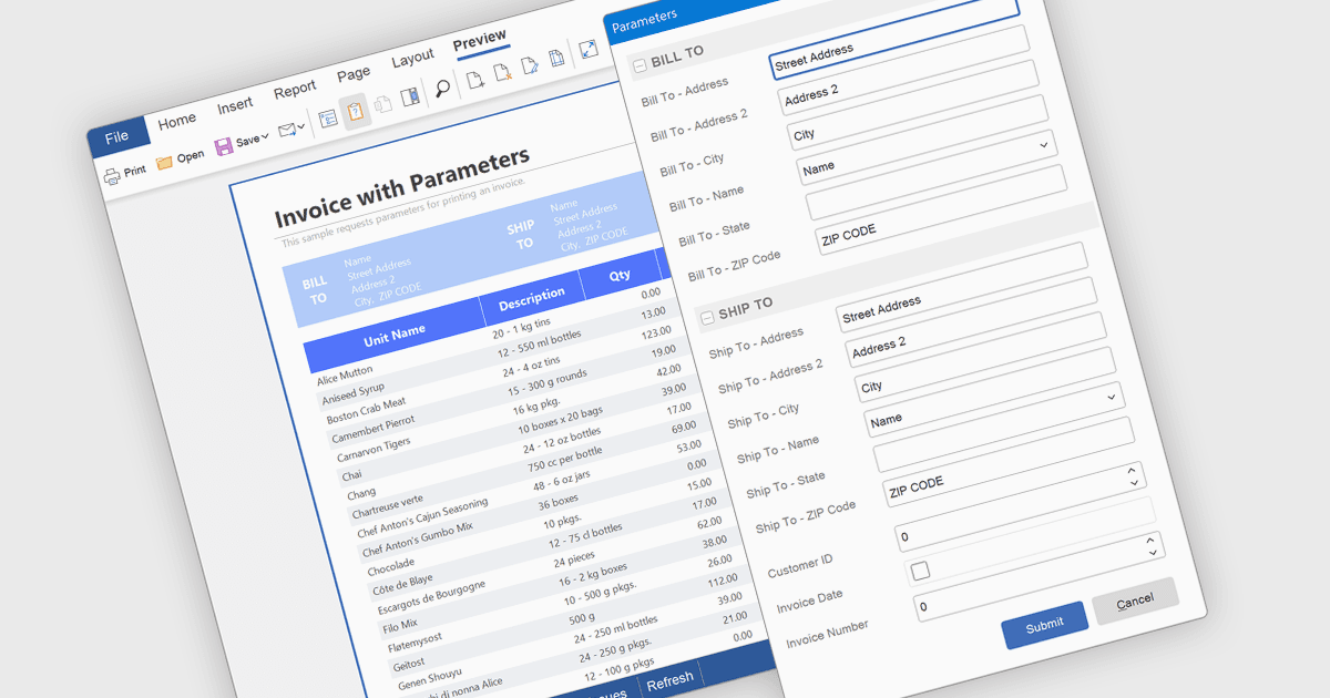 Gestisci gli input del report con la nuova finestra di dialogo Parametri