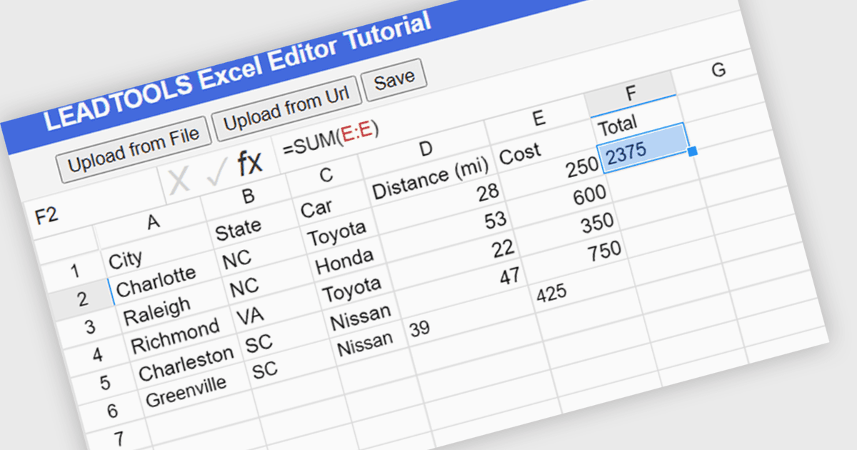 Implement Excel Functions in your Web Applications