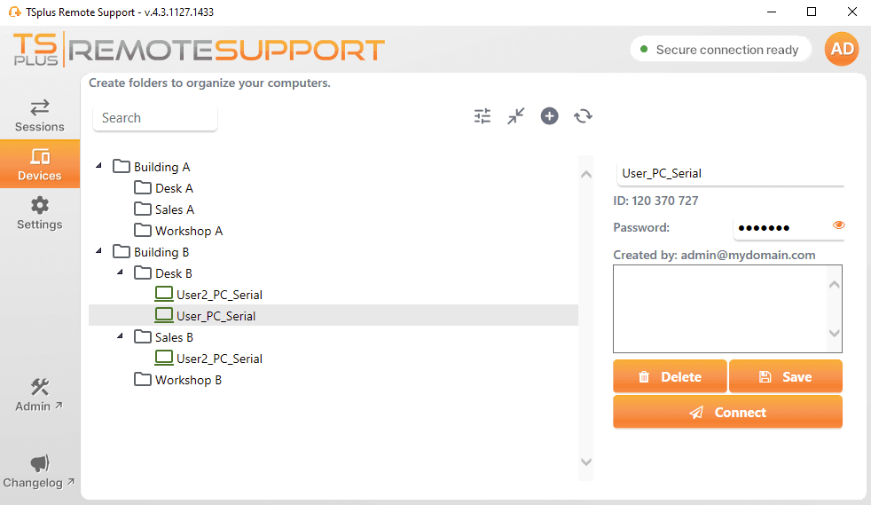 You can search a computer in your list using the search bar. You can edit your computer information at any time. Just click on the computer you want to edit. Its information will appear on the right of the screen. Edit your information directly and it will be saved automatically.