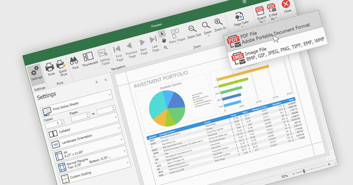 Export WinForms Spreadsheets as PDFs