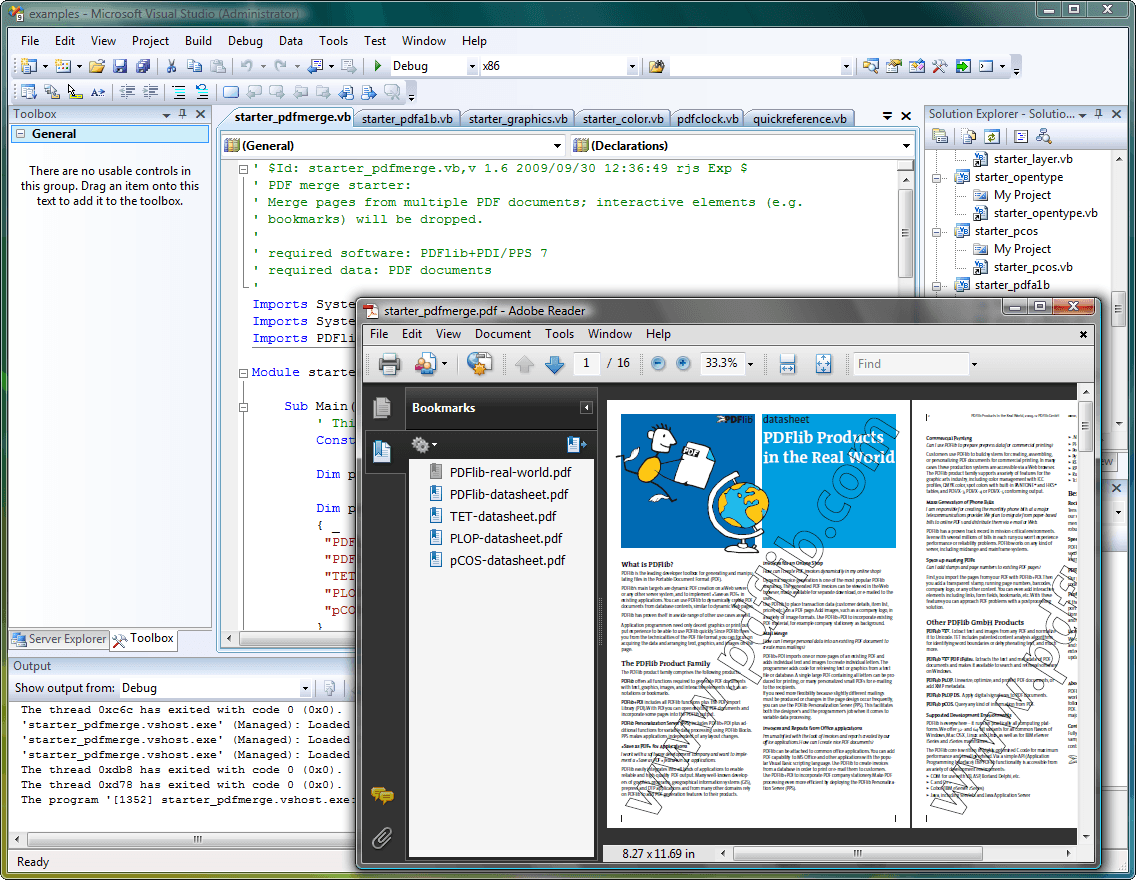 Merge multiple PDF documents. (Requires PDFlib+PDI/PPS 7)