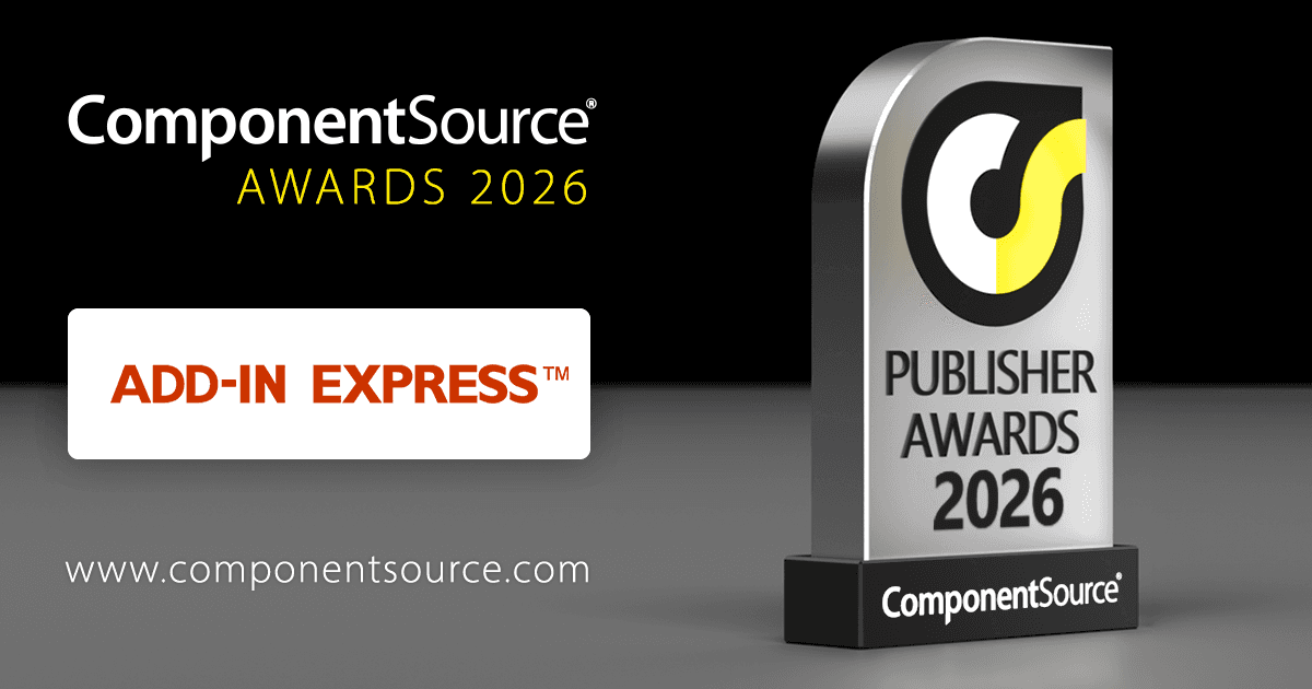 Add-in Express Wins ComponentSource Award