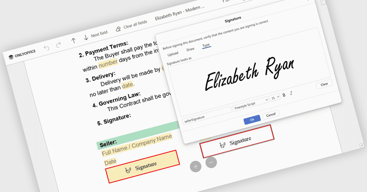 Draw Signatures with On-Screen Signing