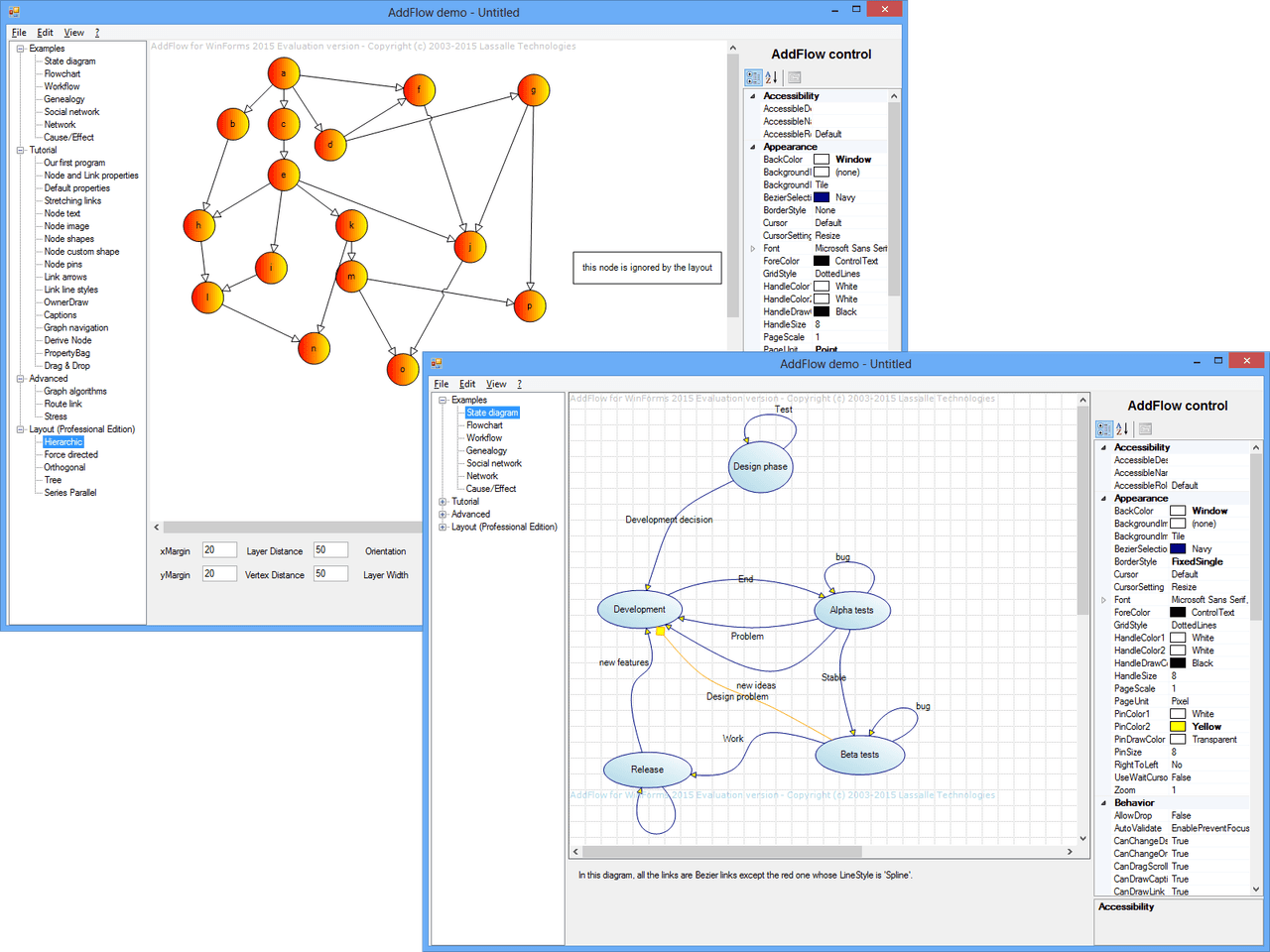 Create interactive flowcharts and workflow diagrams and include a set of graph drawing algorithms.