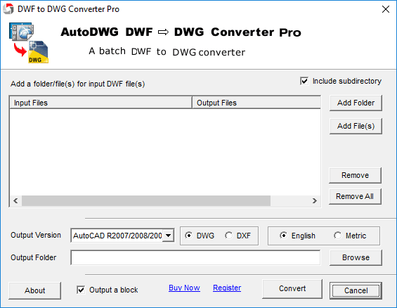 Convert DWF to editable DWG files.