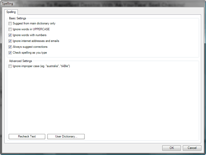 Fully customizable, you can add your own words or settings like ignore uppercase words.