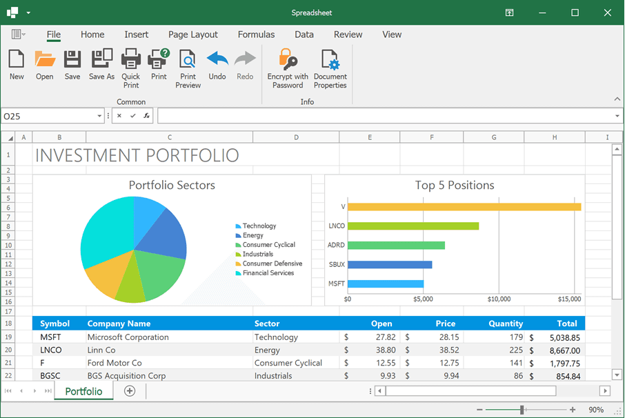 DevExpress WinForms Spreadsheet 제품 이미지