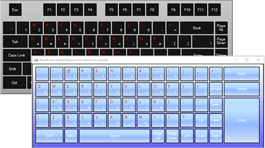 On-Screen Virtual Keyboard for Windows Forms with customizable layouts and languages and predefined themes.