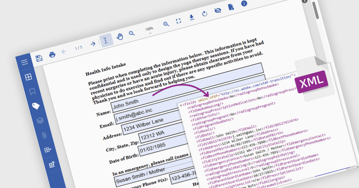 Extract PDF Form Data and Convert to XML using C#