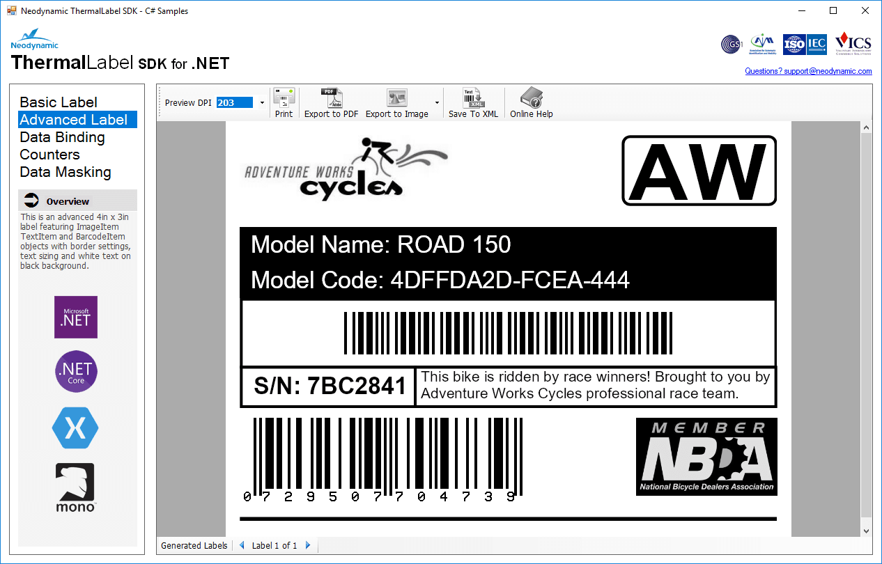 immagine del prodotto Neodynamic ThermalLabel SDK for .NET
