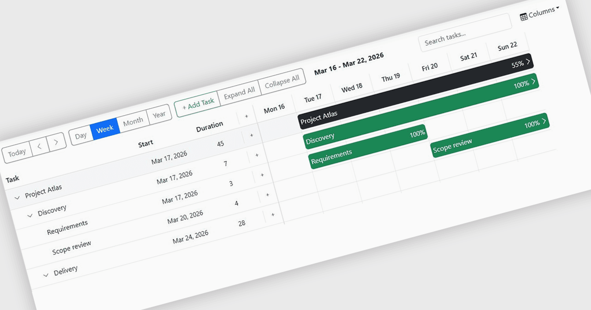 Plan Projects Easily with Built-in Gantt Tools
