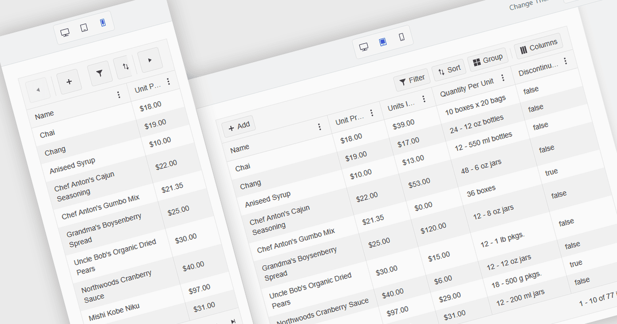 Improve Grid Usability on Mobile Devices