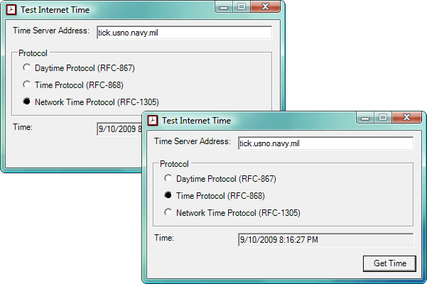 Retrieve date and time from Internet time-servers.