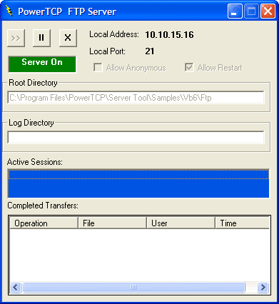 You can use the Server Control, Service Control, and TCP Control to implement an FTP Server.
