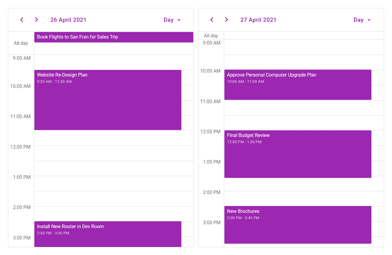 imagen del producto DevExpress ASP.NET MVC Client-Side Scheduler