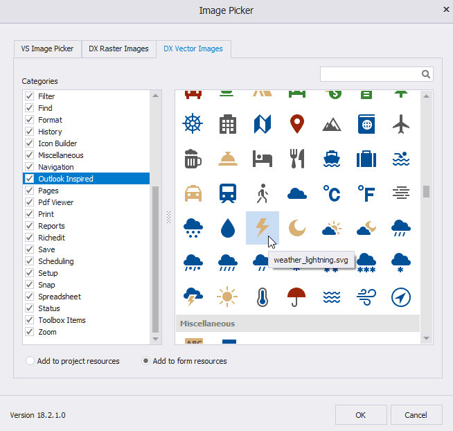 DevExpress WinForms SVG Image Gallery & Font Icons 产品图片