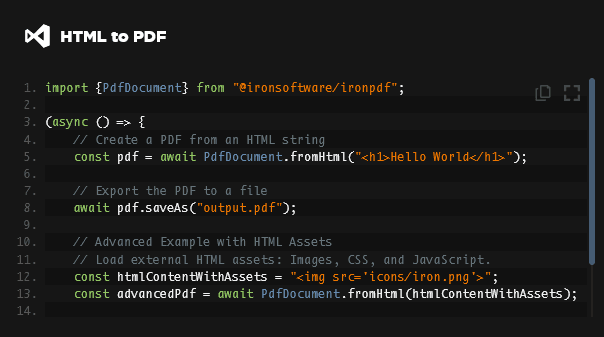 imagen del producto IronPDF for Node.js