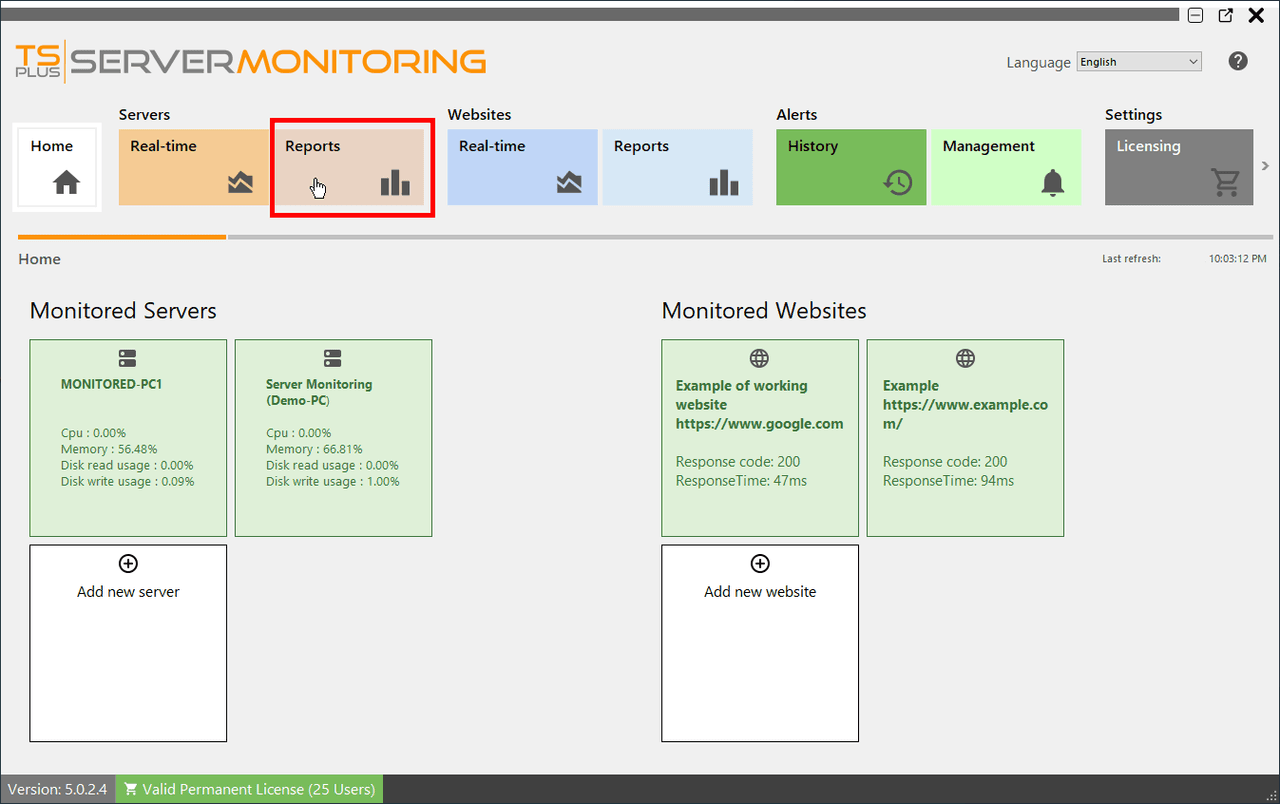 Monitoring and Reporting for Remote Servers.