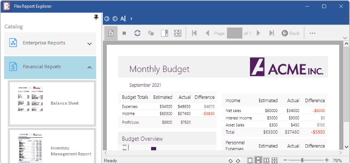 FlexReport is a fast, flexible and fully-featured .NET reporting engine component. Distribute complete, code-free report design to your users on the desktop.