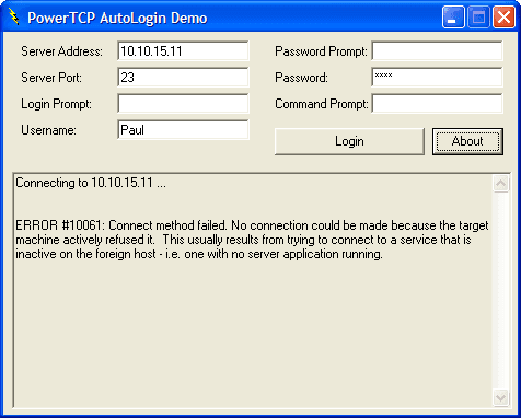 Use the PowerTCP Telnet Tool to automate the process of logging into a Telnet server.
