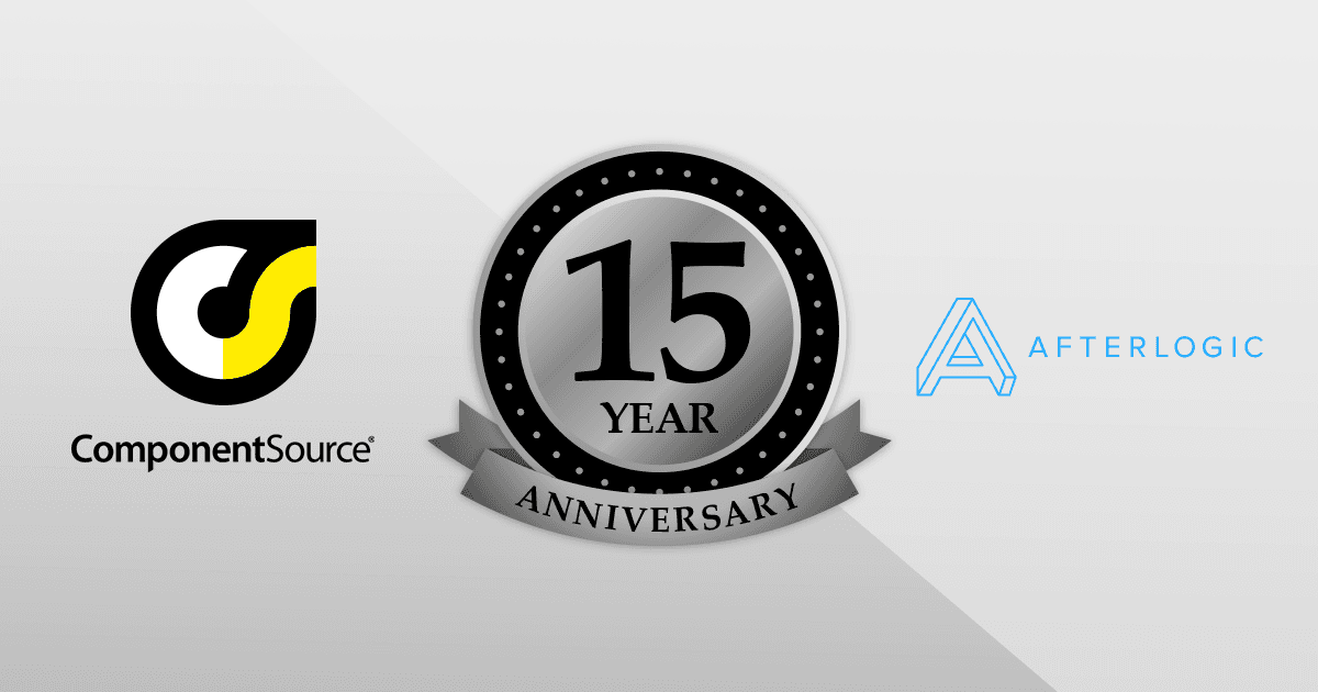 ComponentSource 与 Afterlogic 共庆 15 年合作伙伴关系