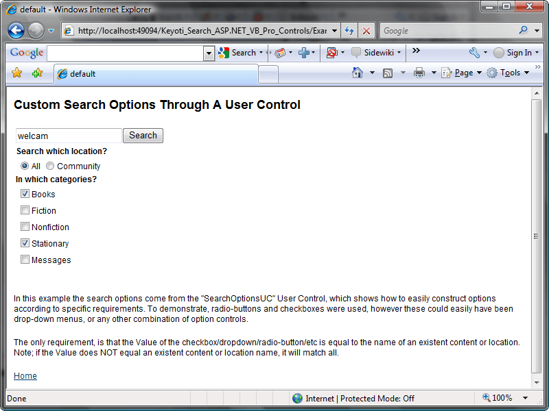 You can construct options according to specific requirements. Radio-buttons and checkboxes are used in this example.