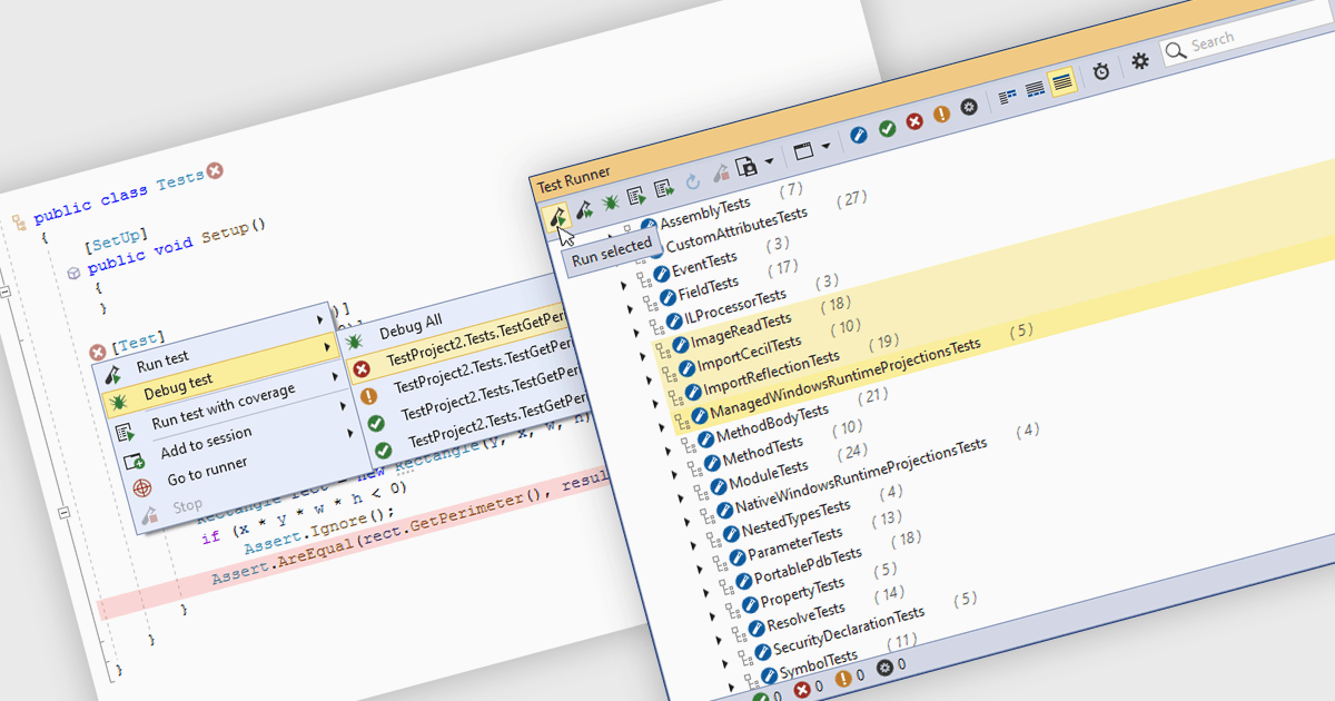 Ejecuta pruebas más rápido con ejecución dentro del editor