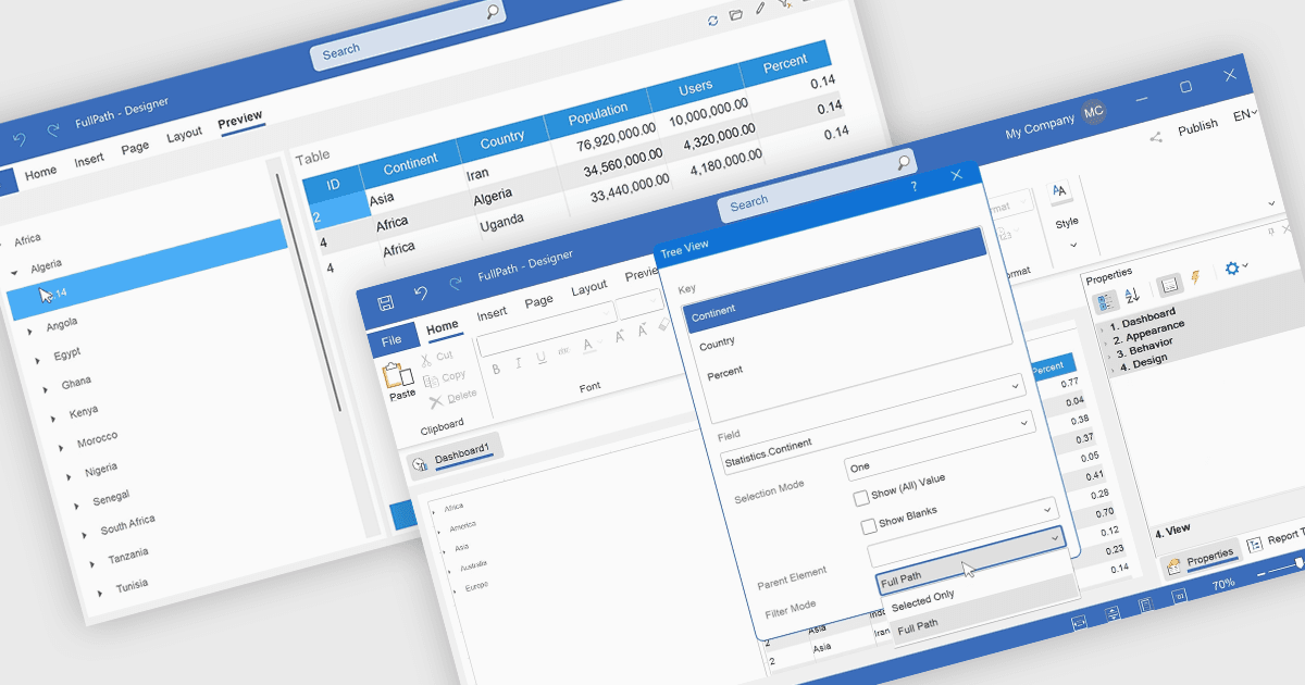Refine Dashboards with Tree Element Filtering