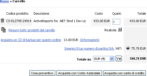 Acquisto online