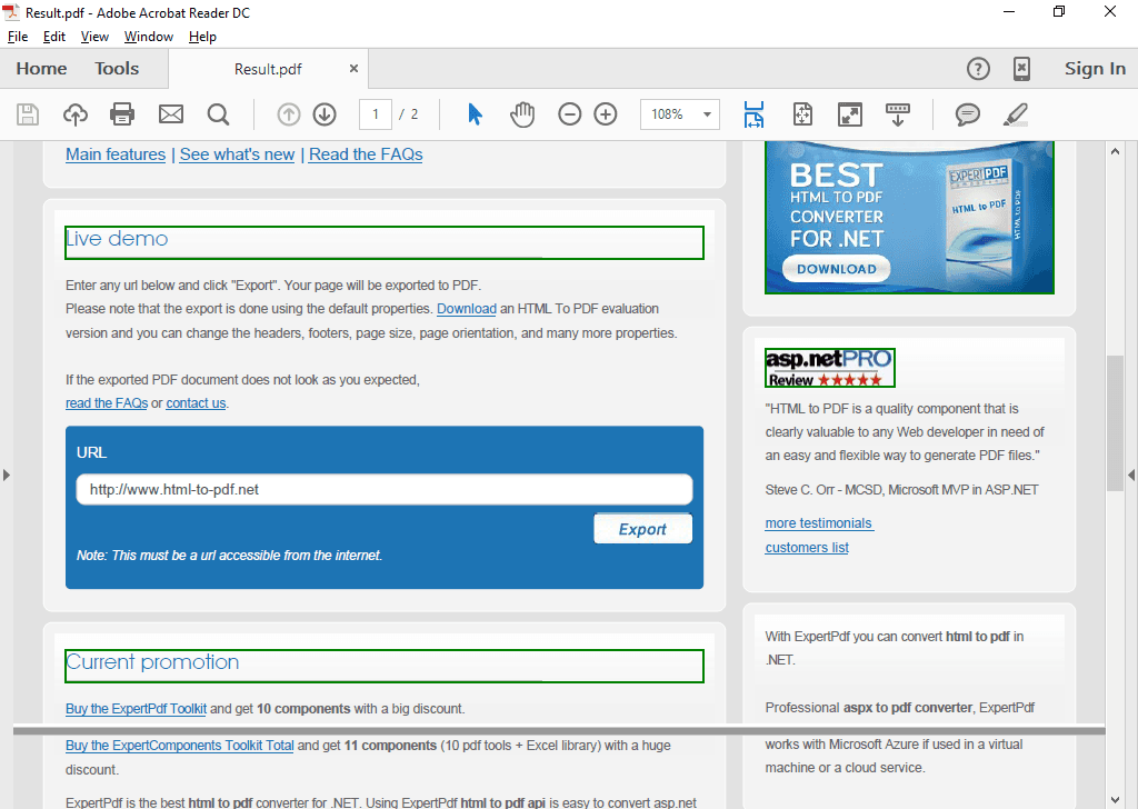 ExpertPDF HtmlToPdf Converter Produktbild