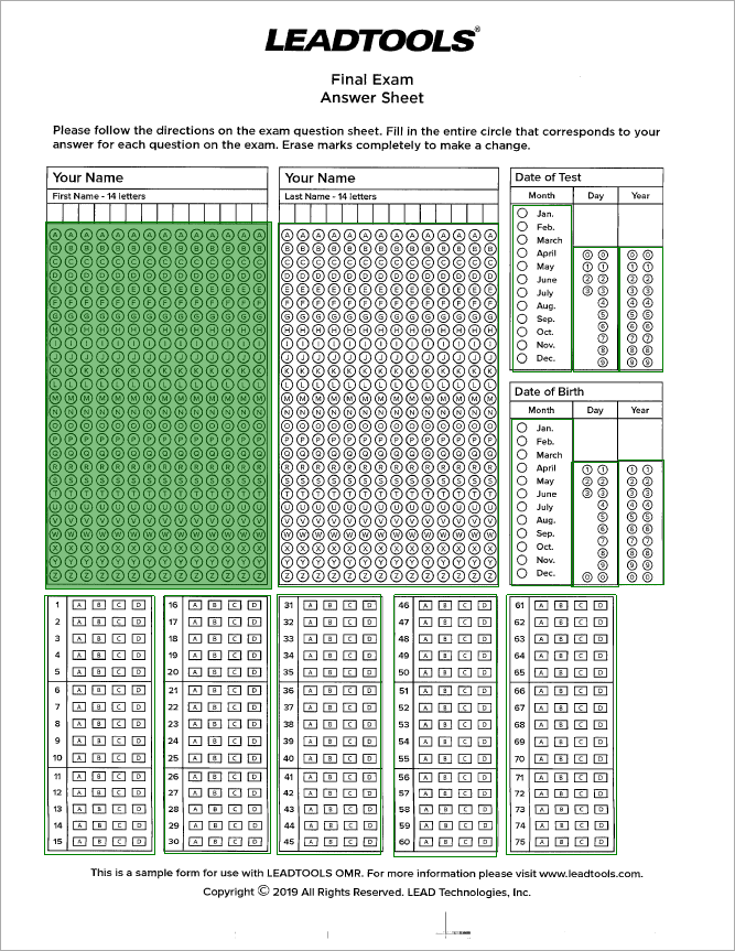 Quickly define OMR zones to indicate areas of importance.