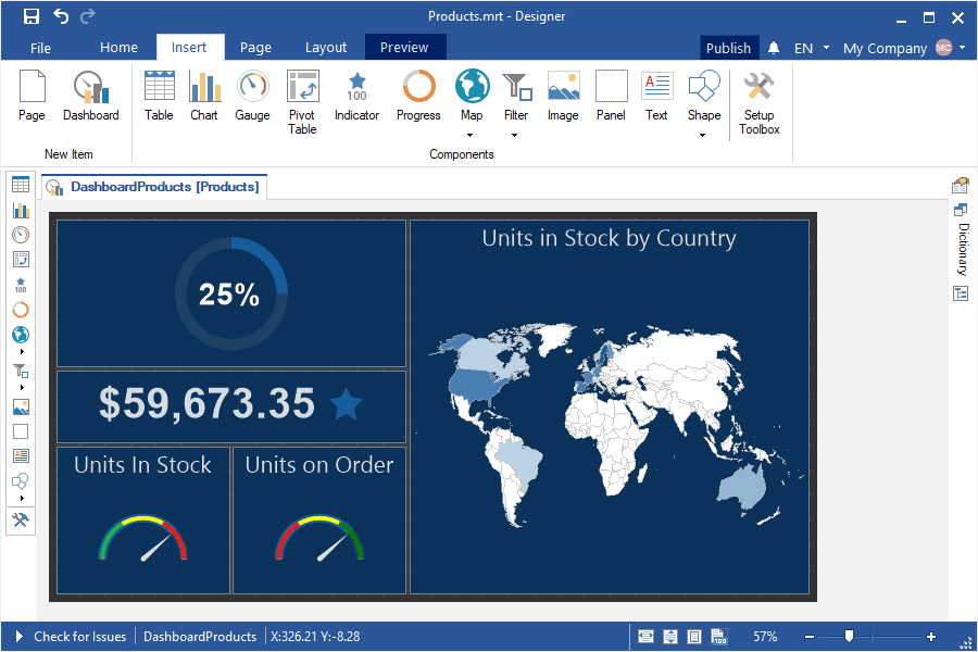 Add dashboards and analytics to your applications.
