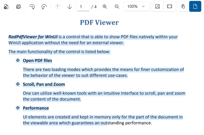 immagine del prodotto Telerik UI for WinUI PdfViewer
