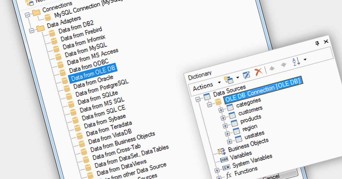 Connecting Data Sources to Blazor Reports via OLEDB