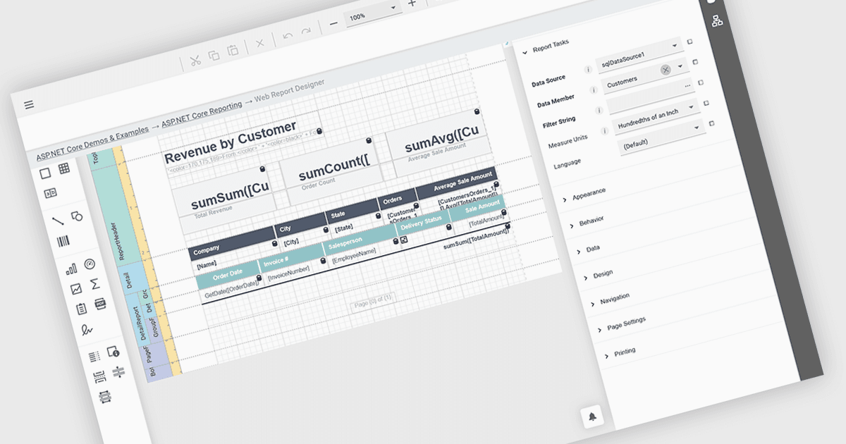 Design Reports with Ease in Web Browsers