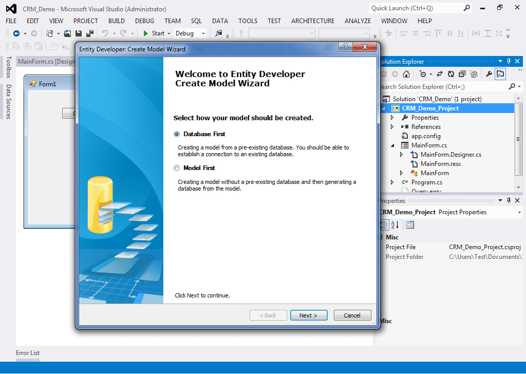 Create Model Wizard – choosing approach.