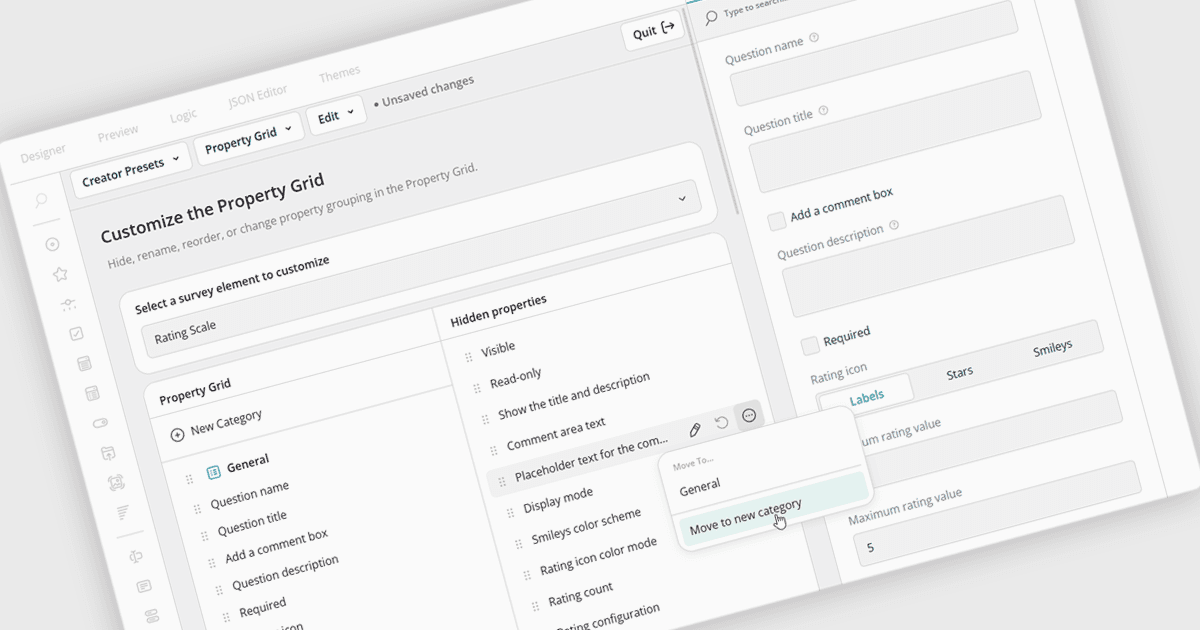 Personalize Survey Creator with New UI Preset Editor