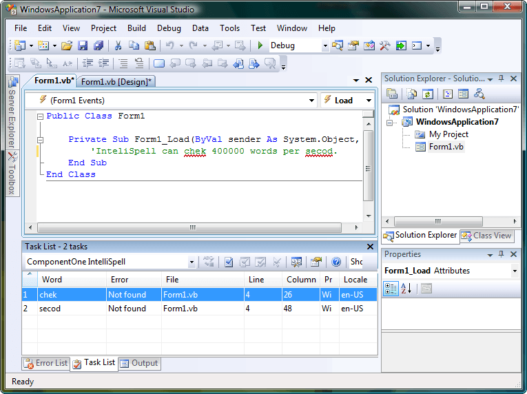 Spell check and correct spelling mistakes in your Visual Studio solutions.