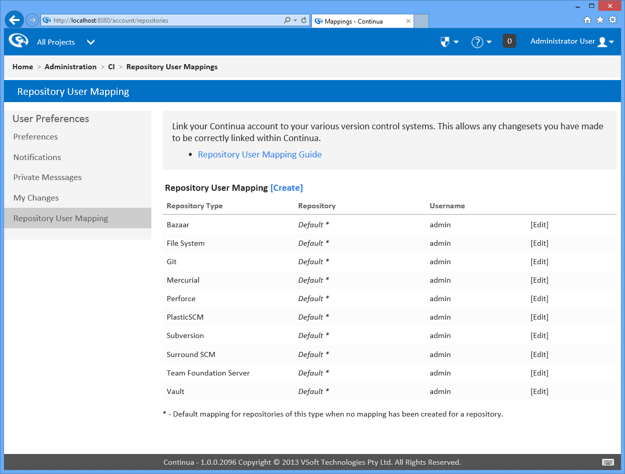Continua CI supports all major source repositories including Subversion, Team Foundation Server and Git. Link your repositories and let Continua CI detect when changes occur, in any branch.