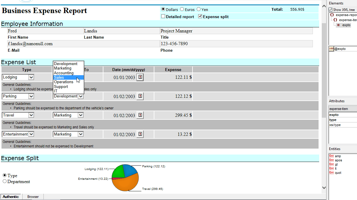 XML content authoring tool and document editor.