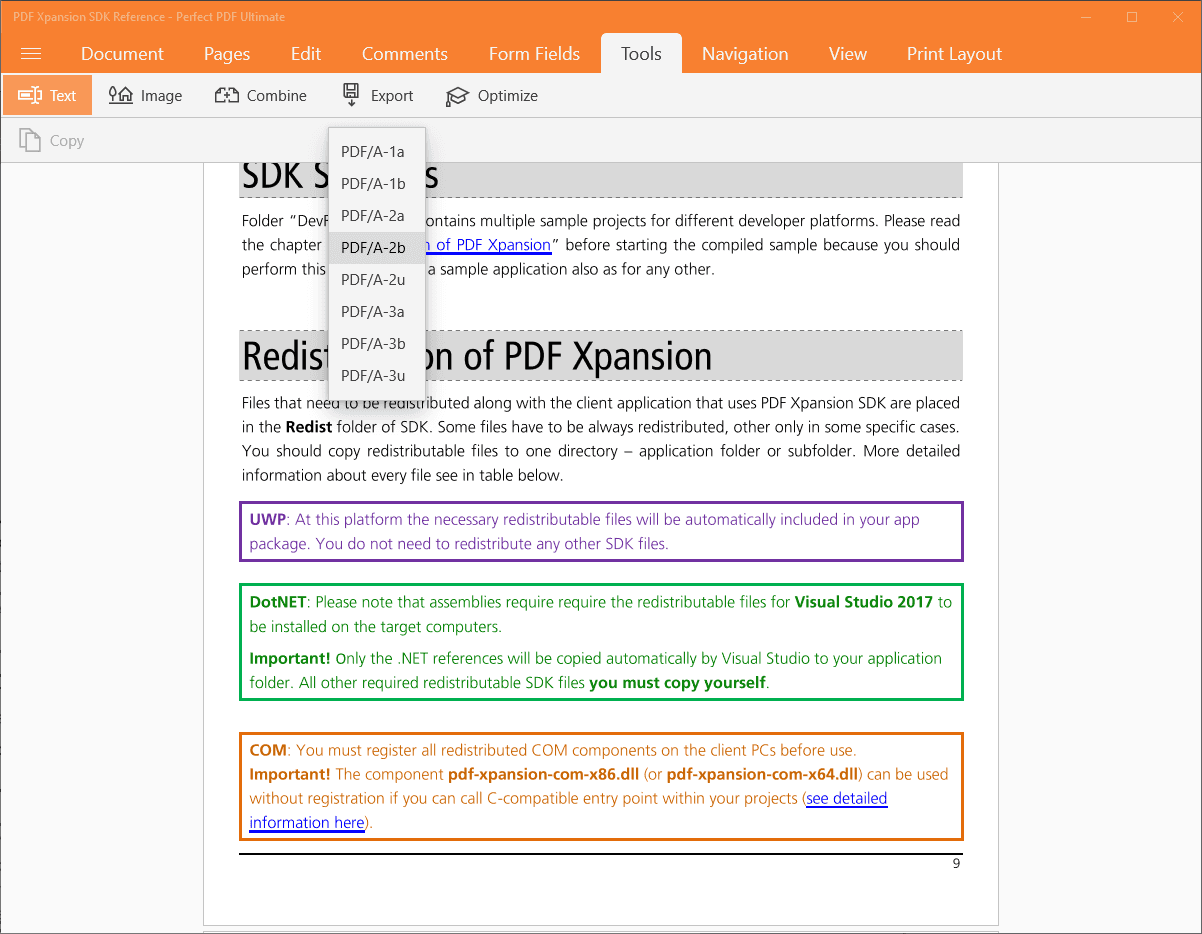 Open a PDF file or stream and convert it to PDF/A-1, -2, -3 or -4.