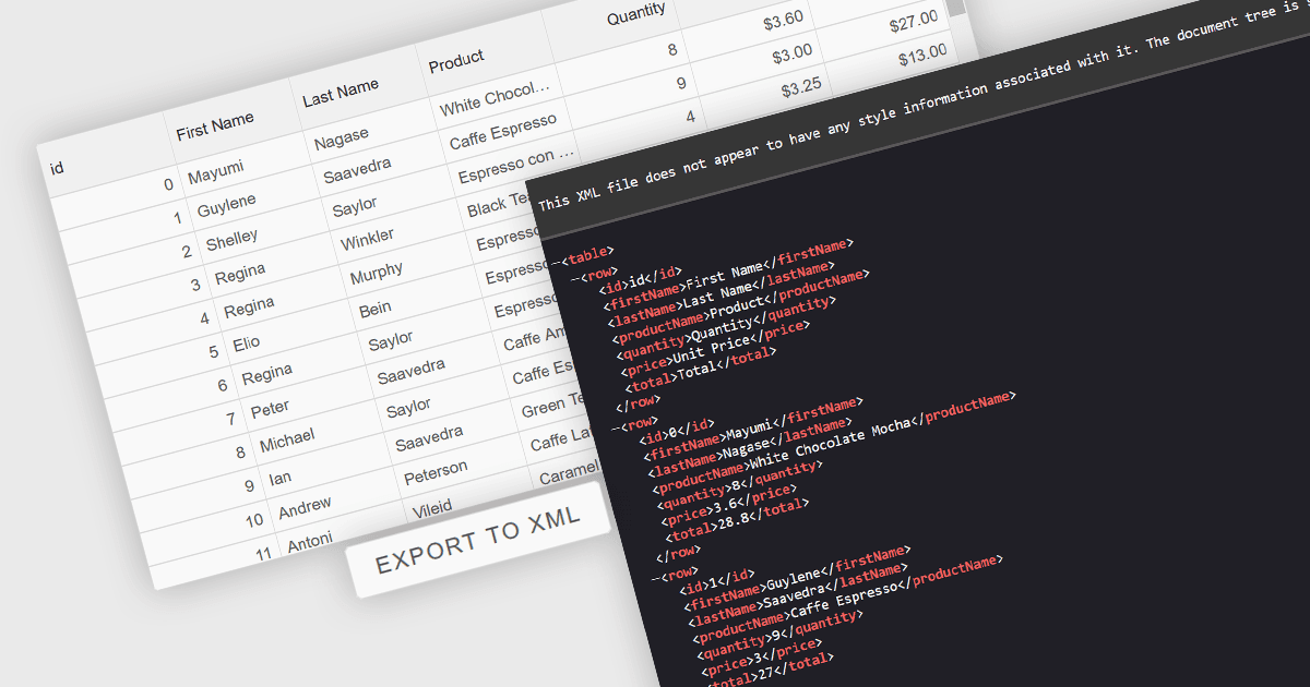 Generate XML Files from Angular Grid Data