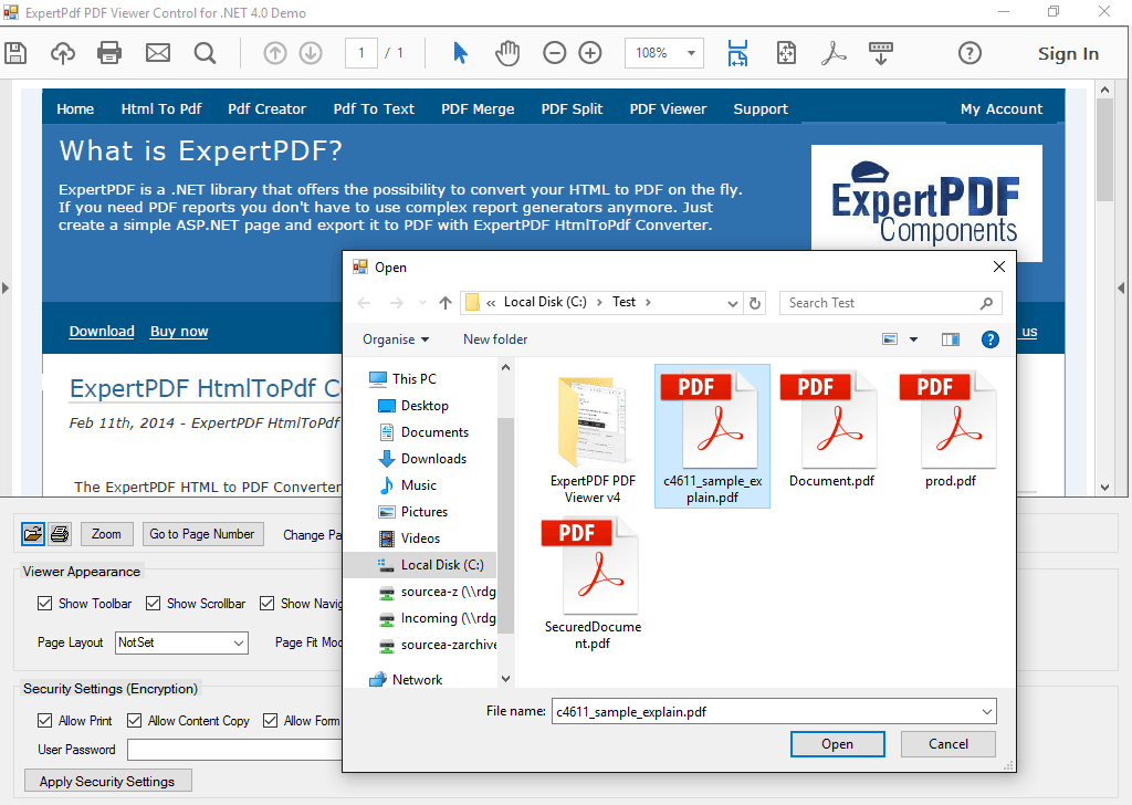A PDF file can loaded into the PDF Viewer control using the LoadFile() method of the PdfViewer class.
