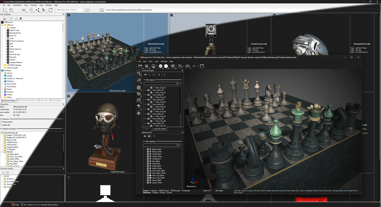 3DBrowser Pro has a clear, intuitive interface. And for maximum visual comfort, you can choose between light and dark modes.