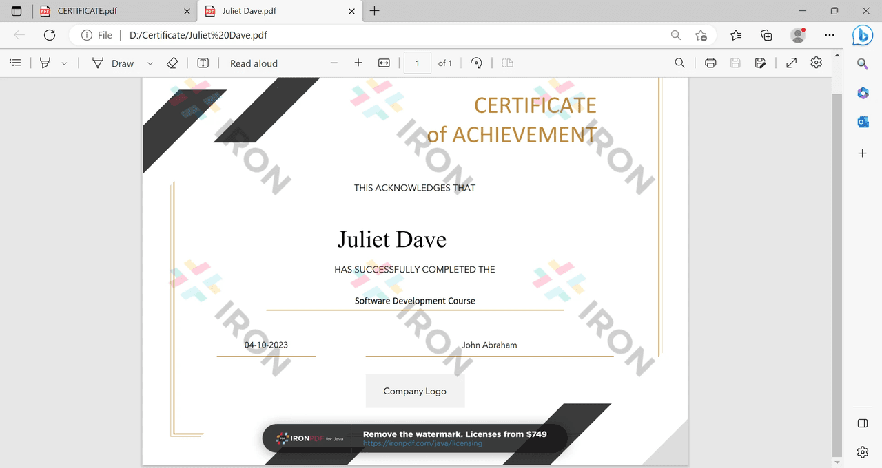 Create a PDF From a Template