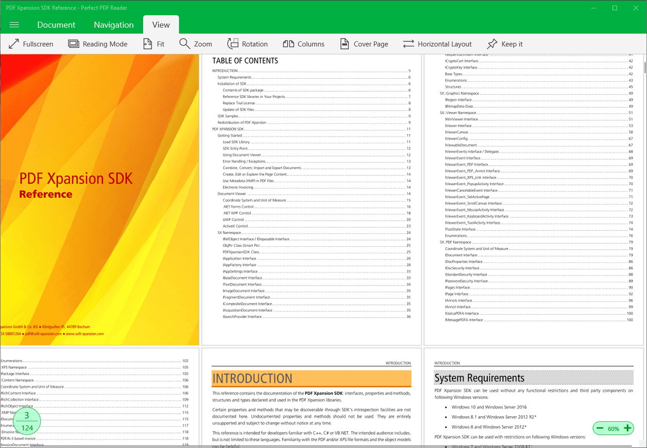 The PDF Viewer component opens PDF documents and displays pages in the viewer area, just like in a standalone PDF Viewer application.