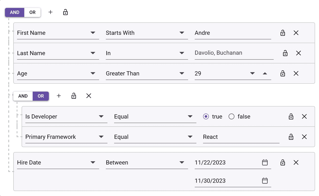 Syncfusion React Query Builder UI product image