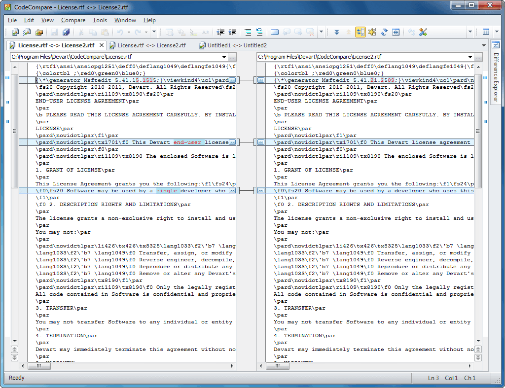 Easily compare source code files and folders.